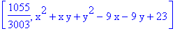 [1055/3003, x^2+x*y+y^2-9*x-9*y+23]